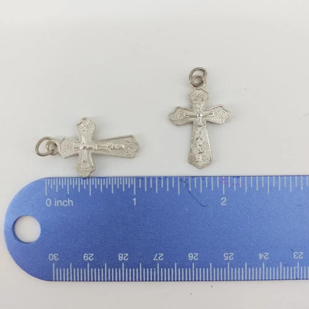 78 Pendants Olive Wood Beads Cross Mixed Silver Tone Jesus